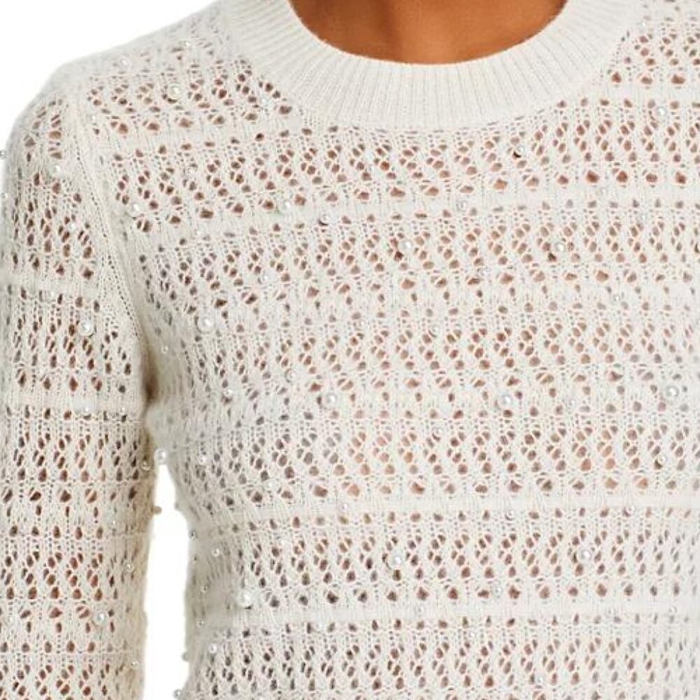 Aqua Cashmere Bead Embellished Sweater Ivory Size XXL NWT - Picture 5 of 6